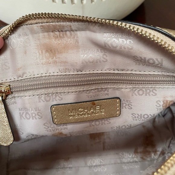 MK Gold Metallic Crossbody Purse Pocketbook - Picture 6 of 13